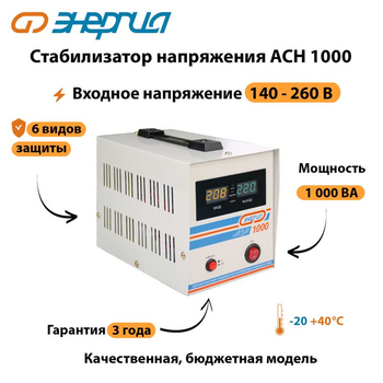 Однофазный стабилизатор напряжения Энергия АСН 1000 - Стабилизаторы напряжения - Стабилизаторы напряжения для котлов - omvolt.ru